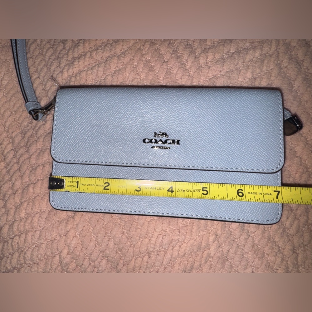 Coach Powder Blue Leather Wristlet Wallet w/ Strap NWOT - Picture 10 of 14